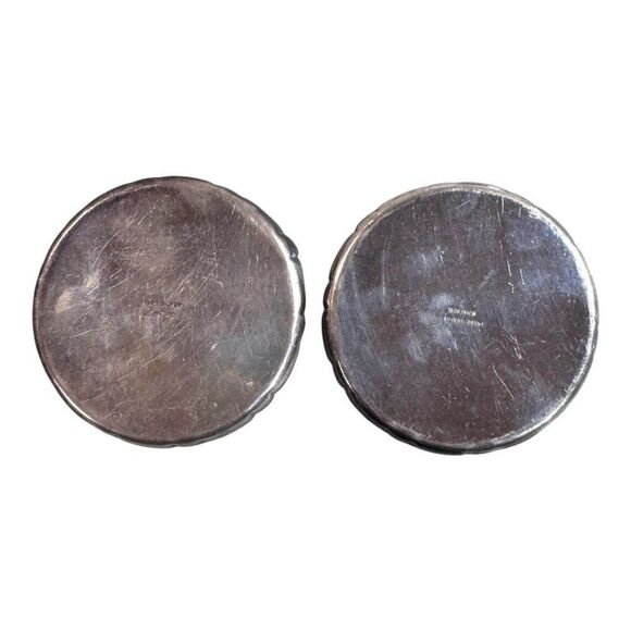 Antique Pair K Hattori Pure Silver Japan Floral Engraved Coasters 3" Lot 2 58g - Picture 2 of 6